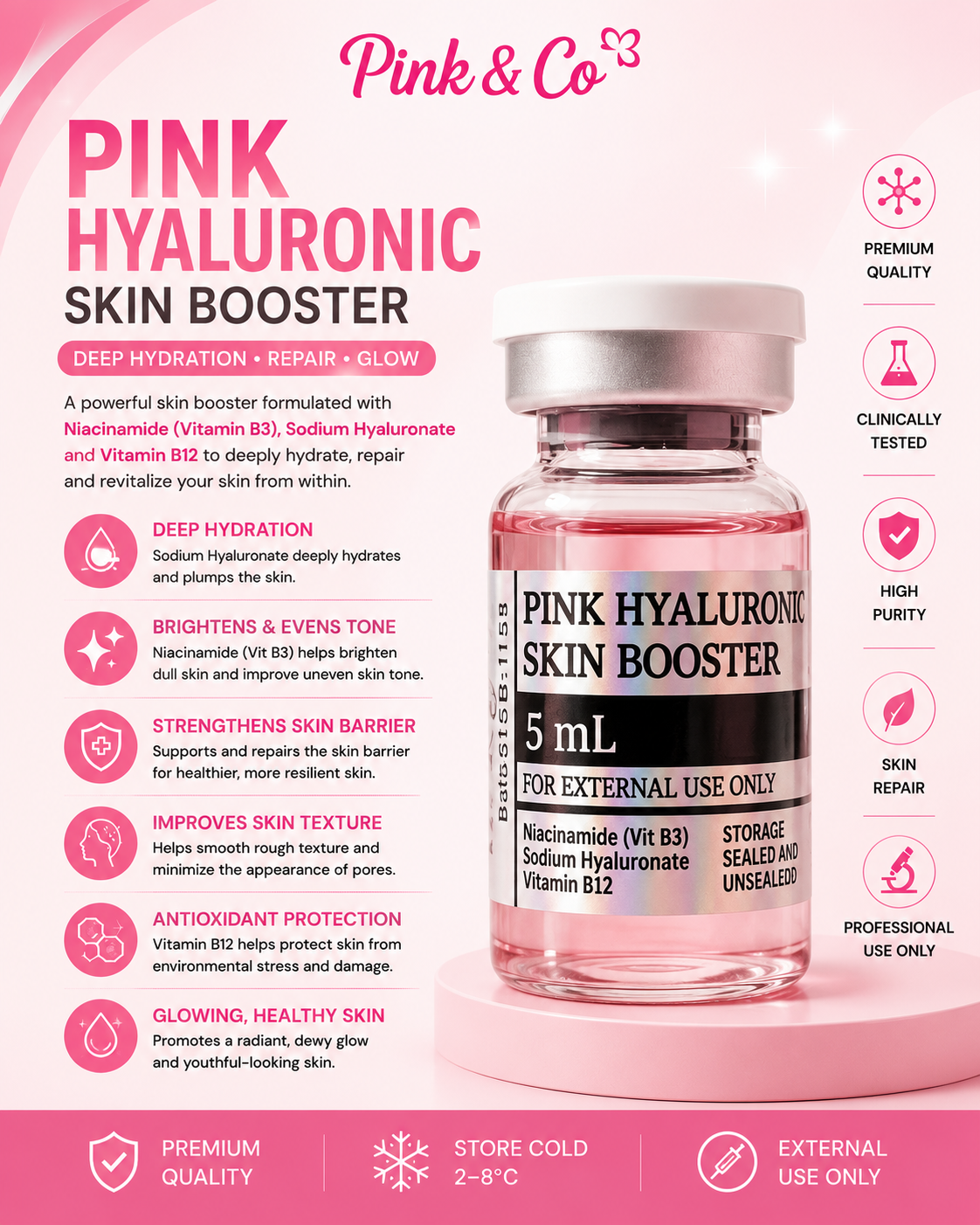 PINK HYALURONIC ACID SKIN BOOSTER 5ML